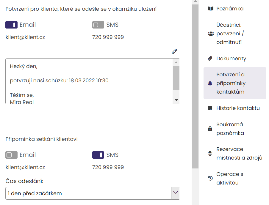Potvrzení termínu MLM