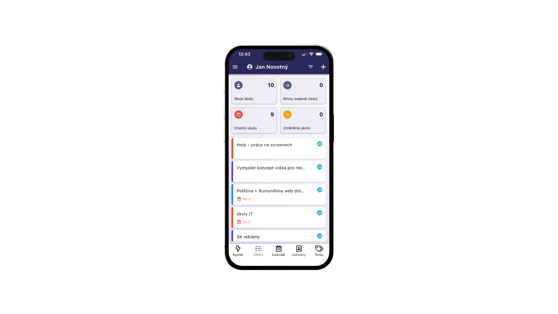 Úkoly a projekty v mobilní aplikaci Úkoly a projekty v mobilní aplikaci